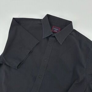 UNTUCKIT Mens Large BLACK Short Sleeve Button Down Shirt‎ Casual Cotton
